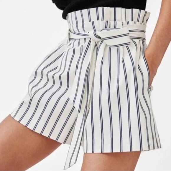 ZARA trf Collection Paper Bag High Waisted Belted Shorts NWOT SZ XS - Picture 1 of 6